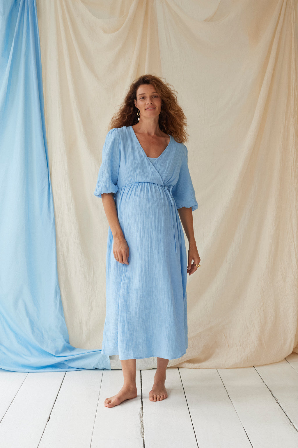 Pregnancy dress in blue